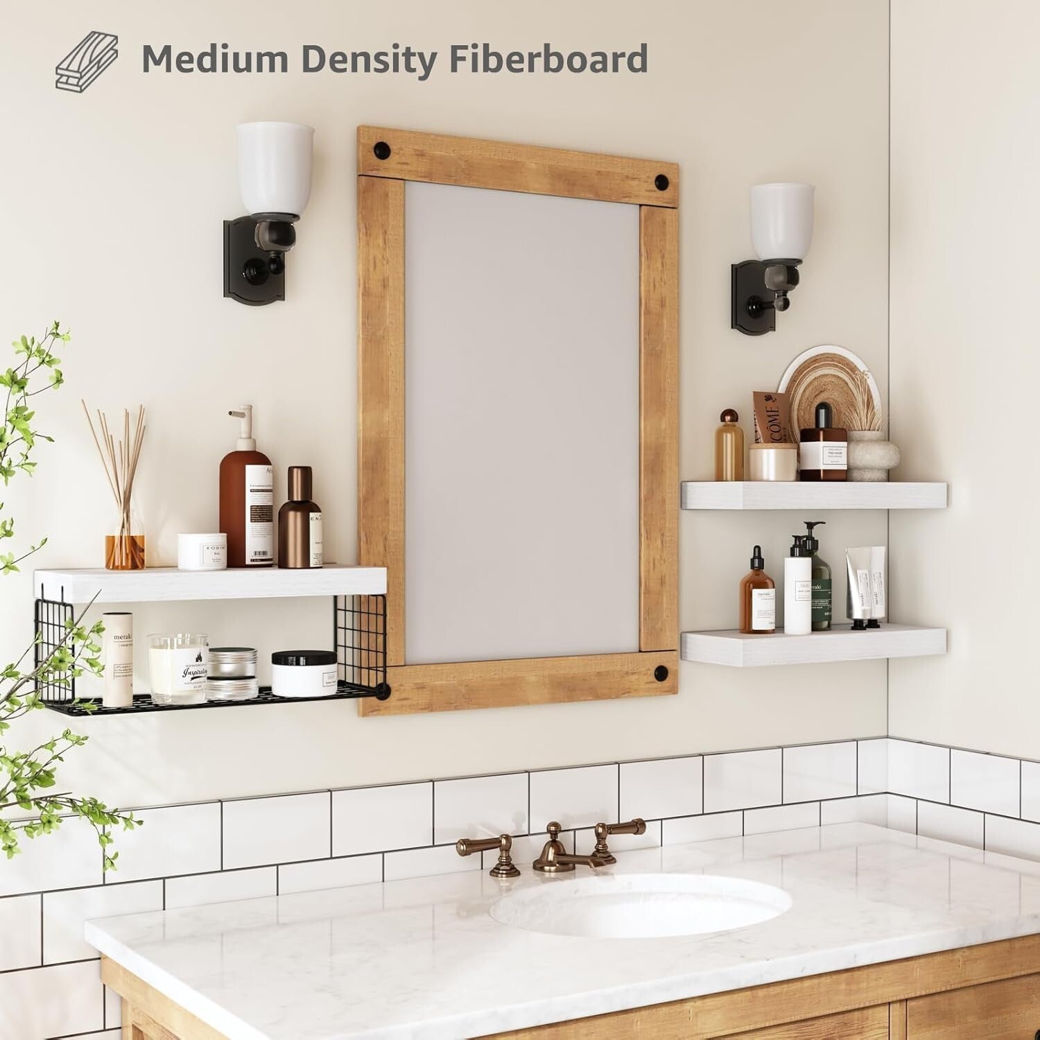 Farmhouse Floating Bathroom Shelves Set of 3 - Over Toilet Storage Solution