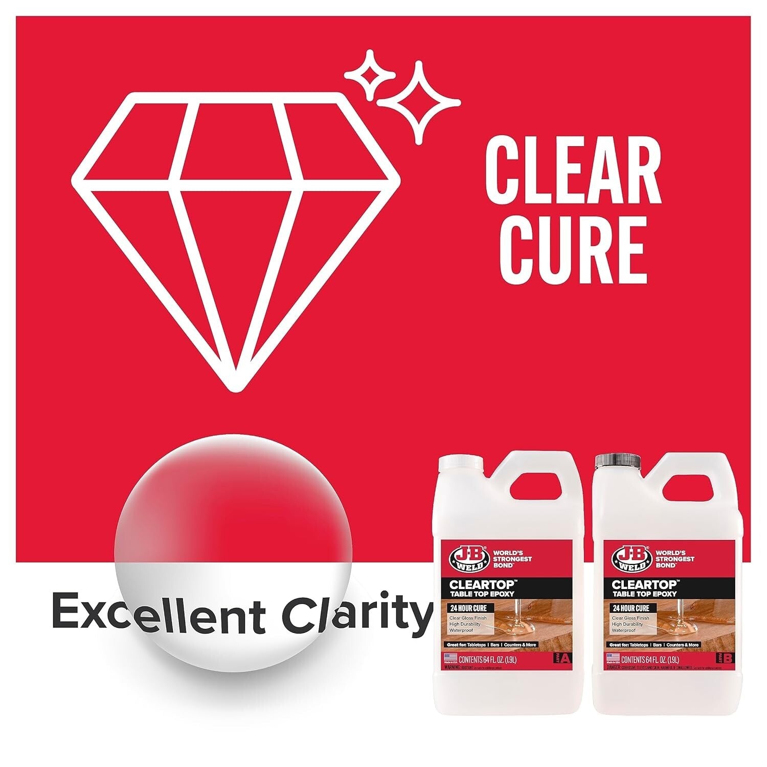 Durable Clear Epoxy Resin 1 Gallon Kit - Scratch & Impact Resistant for Crafts