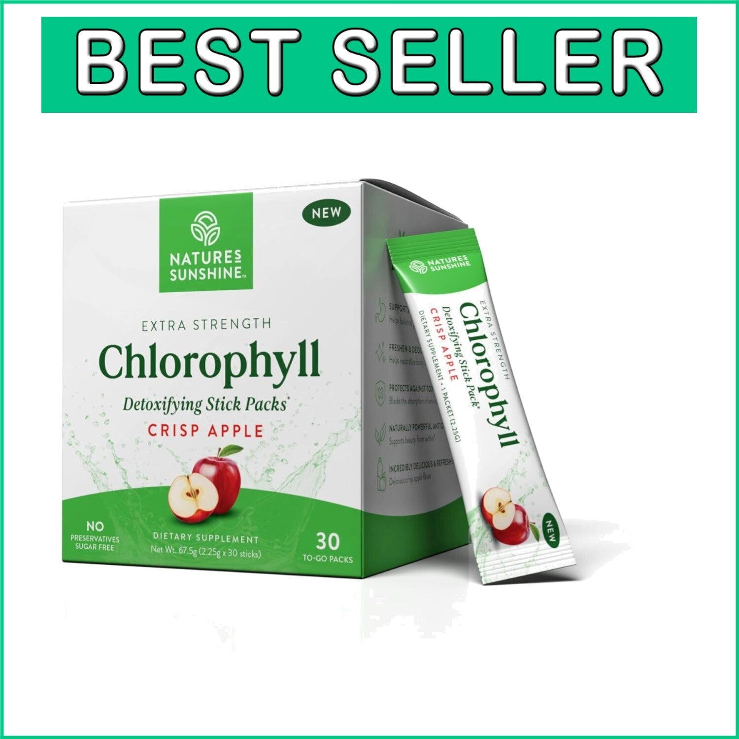 Chlorophyll Super Detox Sticks: Antioxidant Power for Skin Radiance & Gut Health