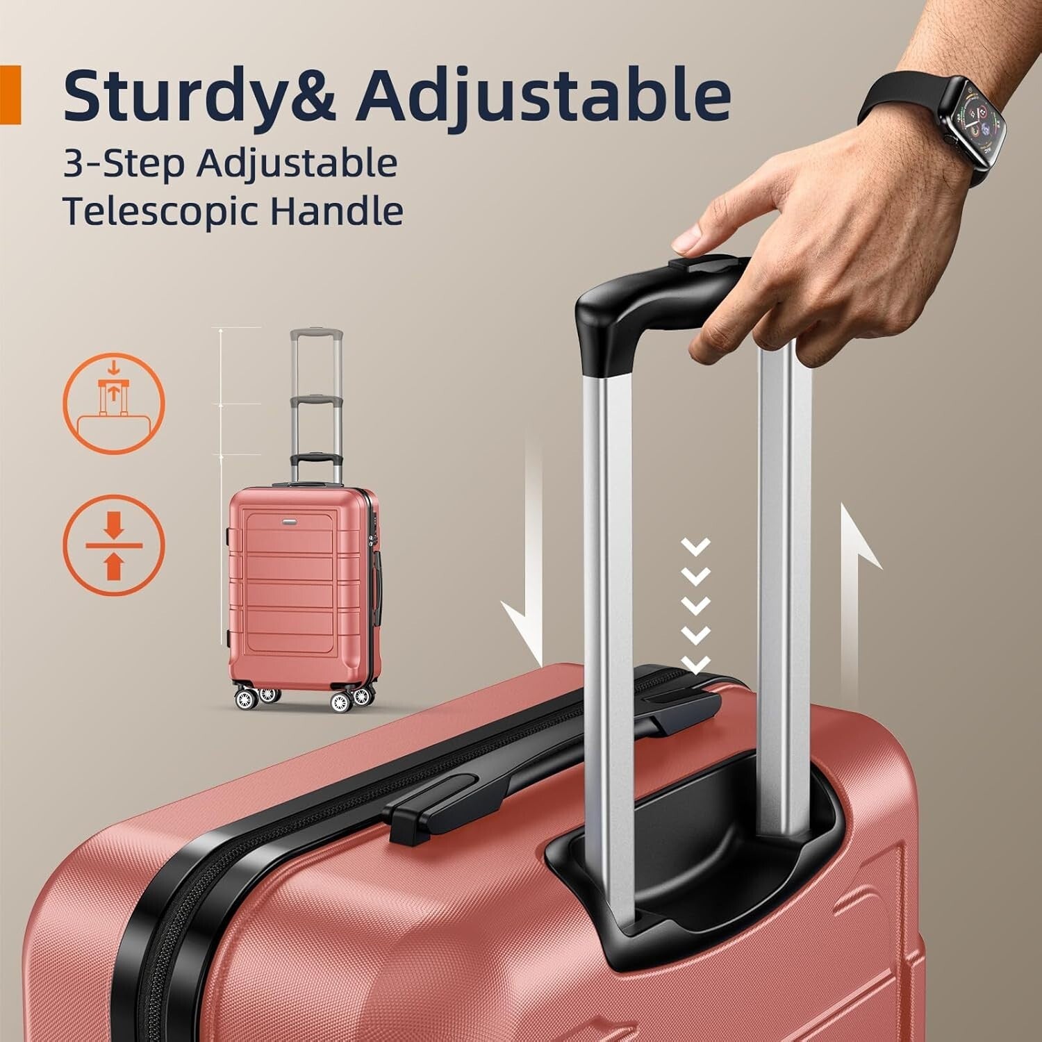 Lightweight Expandable Luggage Set with TSA Lock - Elegant Rose Gold Collection