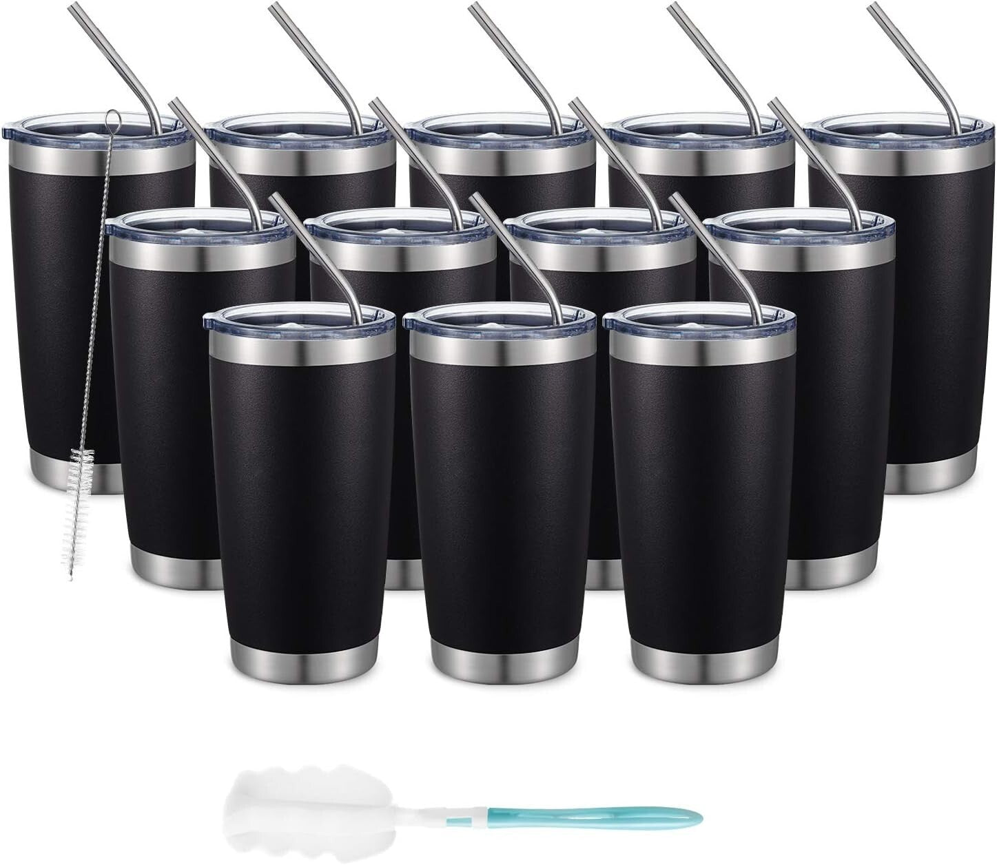 Durable 20oz Double Wall Insulated Tumblers - 12 Count for Hot & Cold Drinks