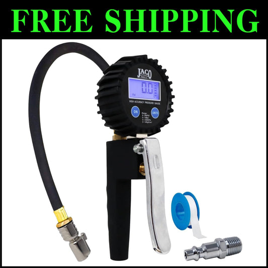 Portable JACO FlowPro 2.0 Tire Inflator with 360° Swivel Gauge - 200 PSI Power