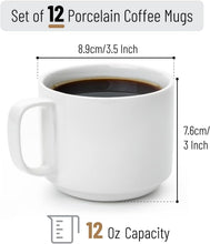 Load image into Gallery viewer, Sublime 12 Oz White Porcelain Stackable Coffee Mugs - Perfect for Home &amp; Gifting