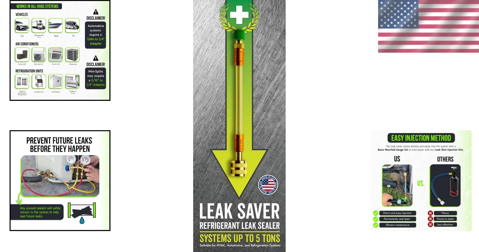 Direct Inject AC Leak Sealer - Compatible with All HVAC Systems Up to 5 Tons