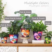 Load image into Gallery viewer, Unique 10 Inch Hand-Painted Head Planter Pot with Drainage for Indoor Plants