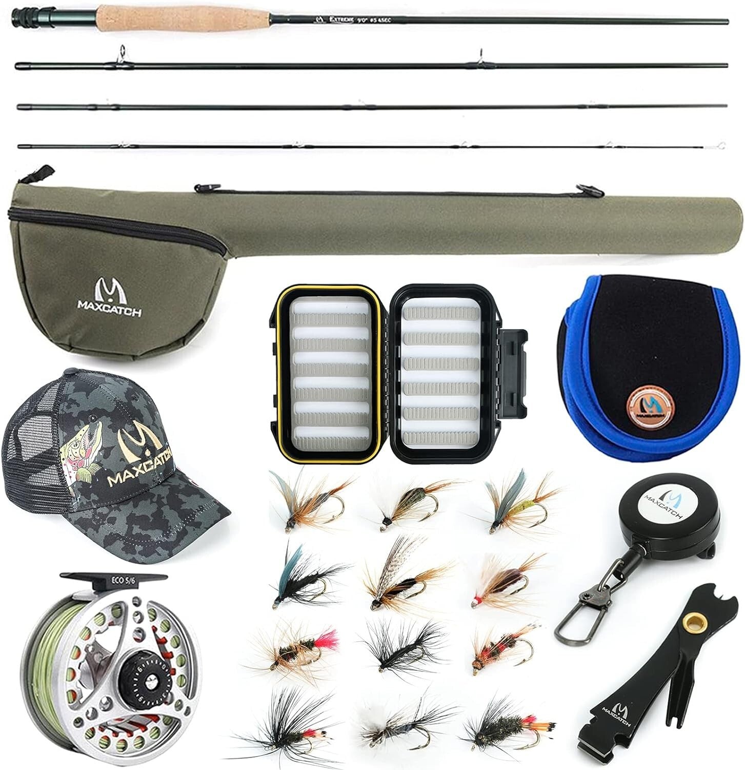 Essential Fly Fishing Starter Kit - 9ft Rod, Lightweight Reel & Waterproof Case