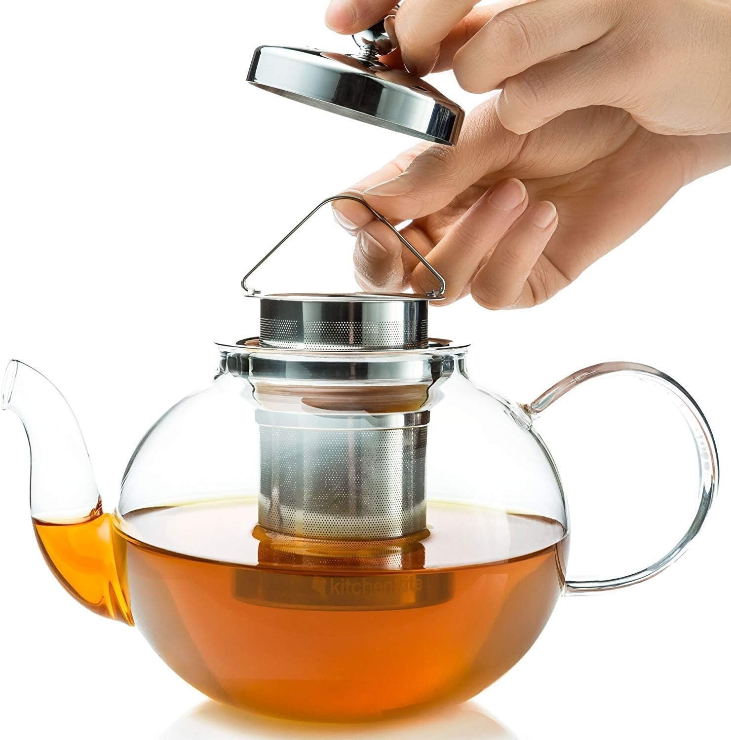 Elegant Glass Teapot Set with 4 Double Wall Teacups & Stainless Steel Infuser
