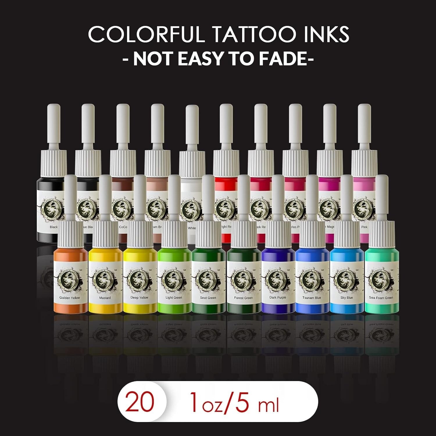 Beginner's 105-Piece Tattoo Gun Kit with 20 Color Inks - Red Ergonomic Design