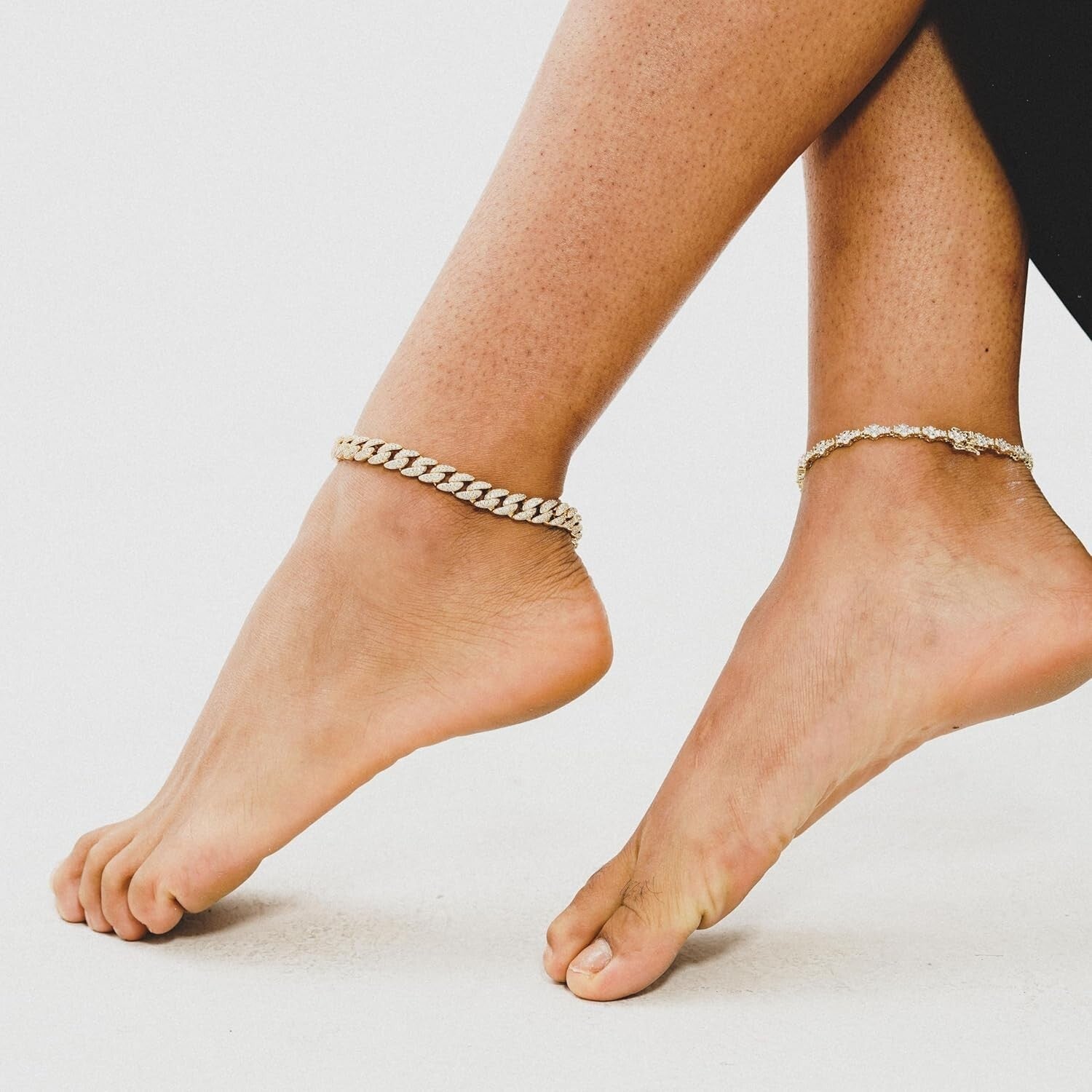 Chunky Cuban Link Anklet - 14K Gold 6x Plated with Sparkling Cubic Zirconia