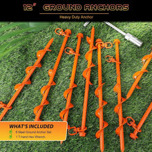Load image into Gallery viewer, Versatile 8 Pcs Heavy-Duty Ground Anchors - 12" Orange Stakes for Camping &amp; More