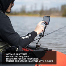 Load image into Gallery viewer, Versatile Boat &amp; Kayak Smartphone Mount with C-Clamp &amp; T-Bolt - Matte Black
