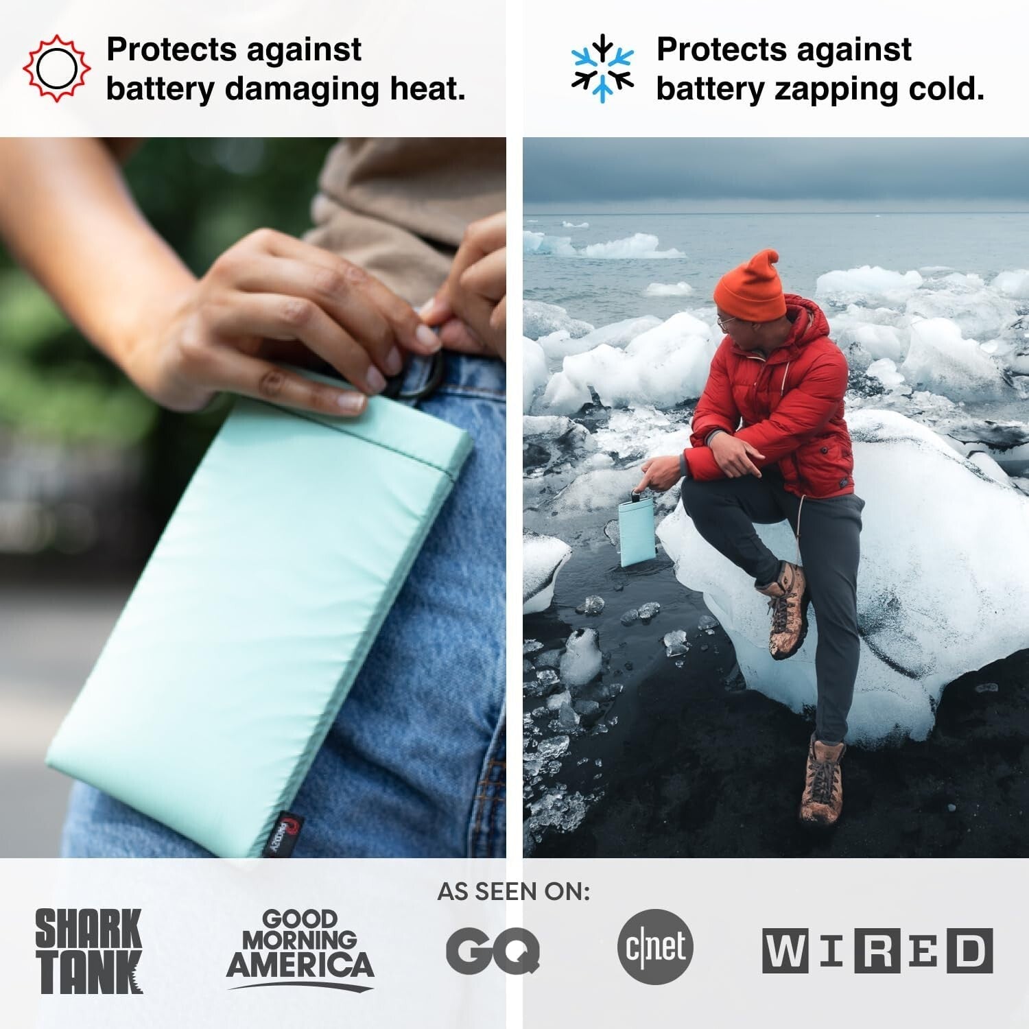 AGION-Lined Phone Pouch with Thermal Protection for iPhone & Samsung - Seafoam