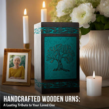 Load image into Gallery viewer, Elegant Mango Wood Cremation Urn: Handcrafted, TSA Approved, 115 lbs Capacity