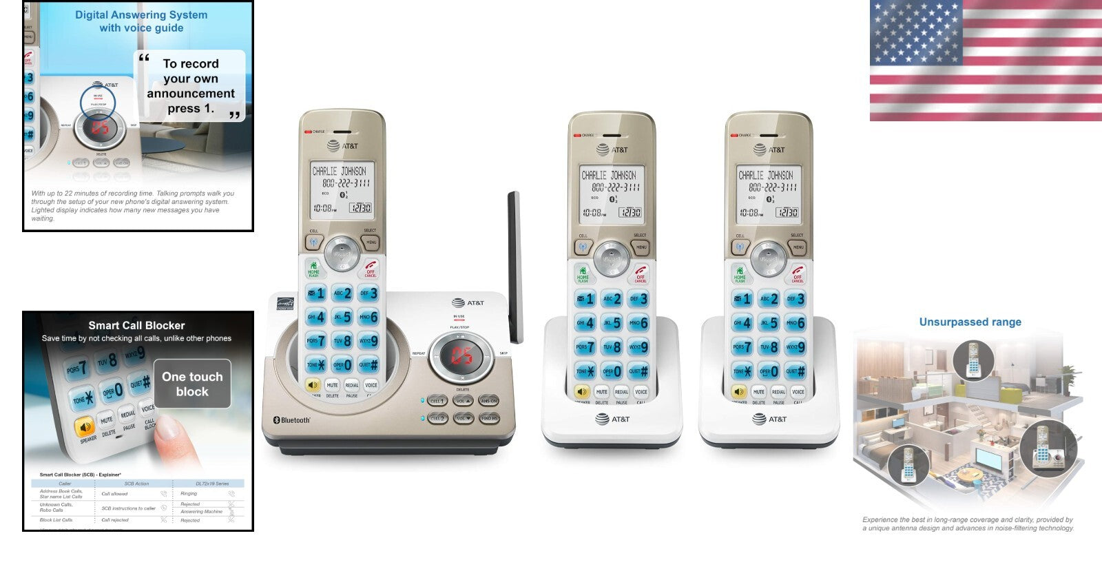 Expanded Bluetooth Cordless Phone System with Big Buttons & Digital Answering
