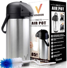 Load image into Gallery viewer, Insulated 85 oz Stainless Steel Coffee Carafe with Pump - Keeps Hot for 20 Hrs