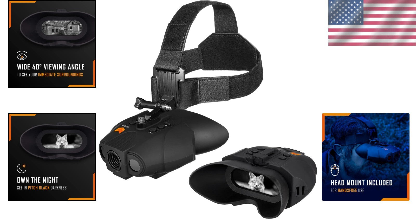 Swift Infrared Night Vision Goggles - 3000mAh Rechargeable, Head Mount Included