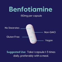 Load image into Gallery viewer, Bioavailable 150mg Benfotiamine Capsules - Vegan &amp; NSF GMP Certified Formula