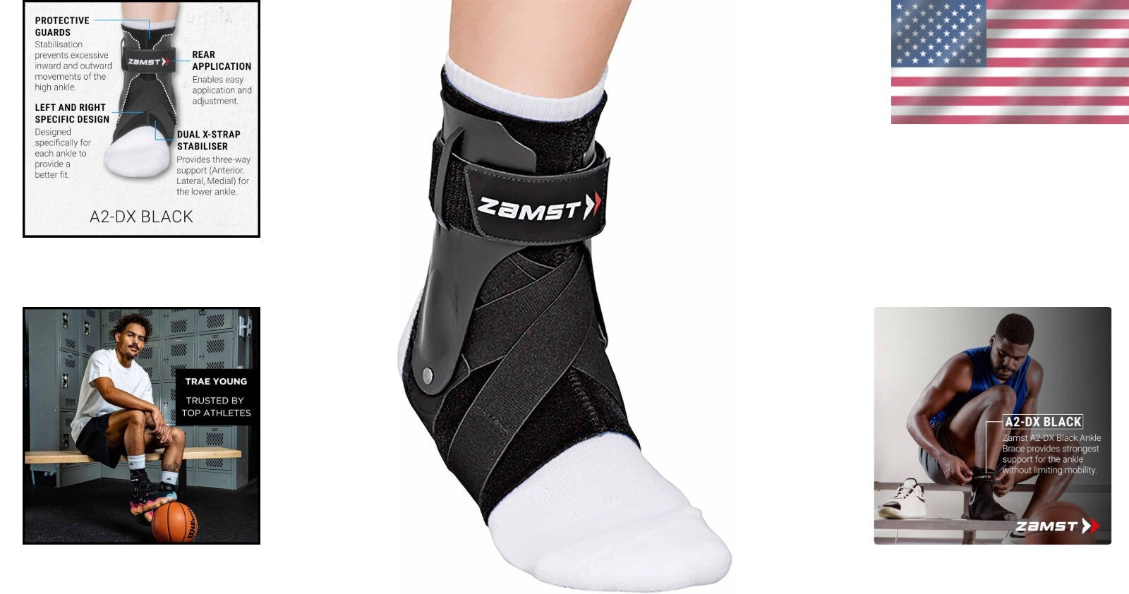 A2-DX Protective Ankle Brace - Tailored Fit for Sports Enthusiasts - Black, Left