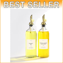 Load image into Gallery viewer, Chic 500ml Oil &amp; Vinegar Dispenser Set with Stain-Free Labels and Pour Spout