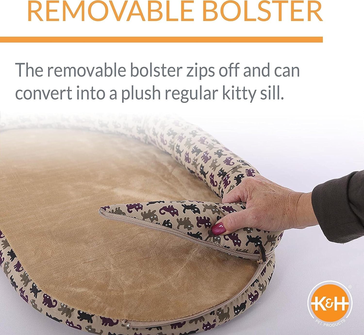 Stylish Indoor Cat Hammock with Removable Bolster for Sunbathing - 14 x 24 in