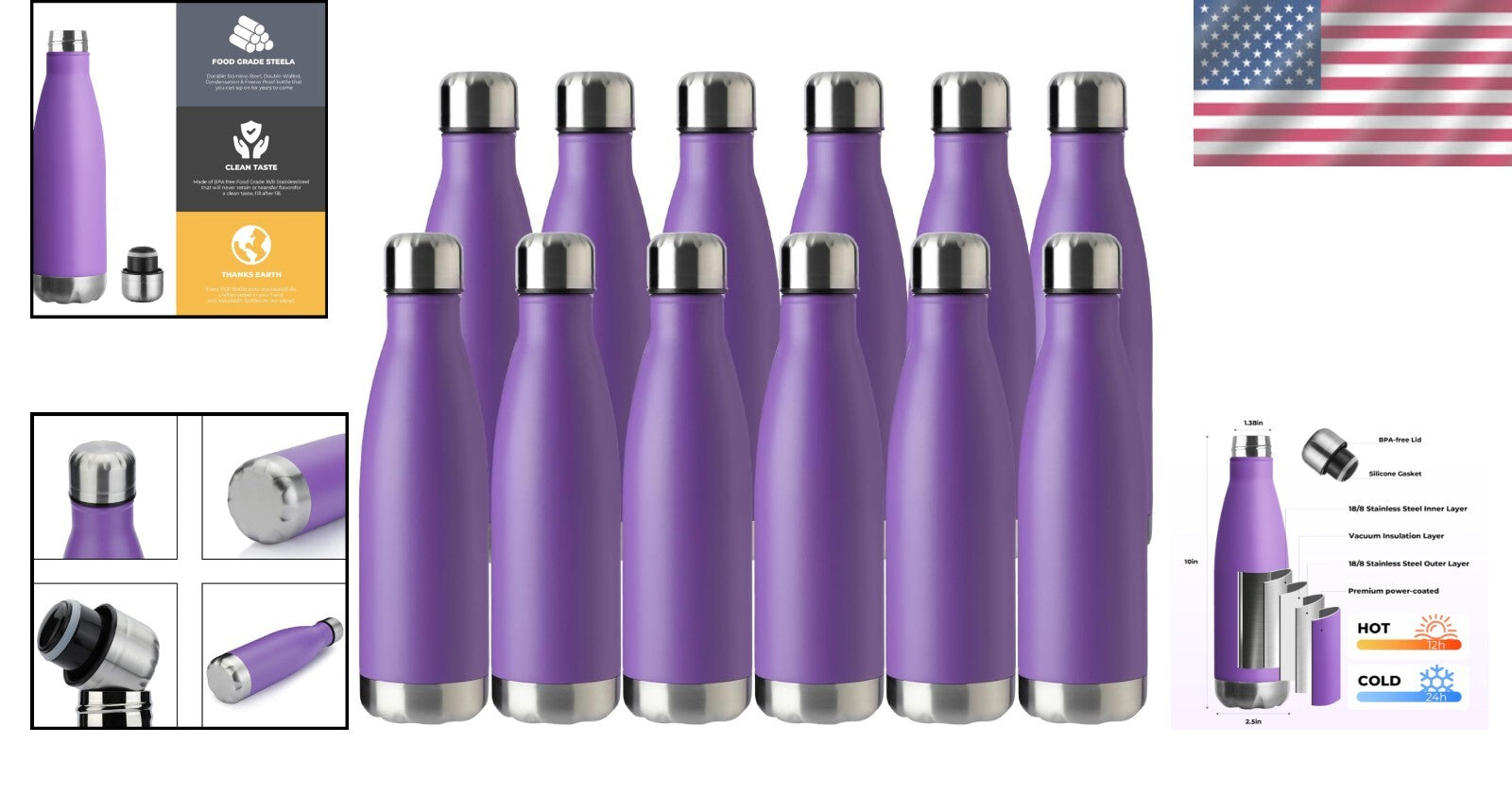 17oz Sport Water Bottle 12-Pack with Leak-Proof Sports Cap - Stay Hydrated