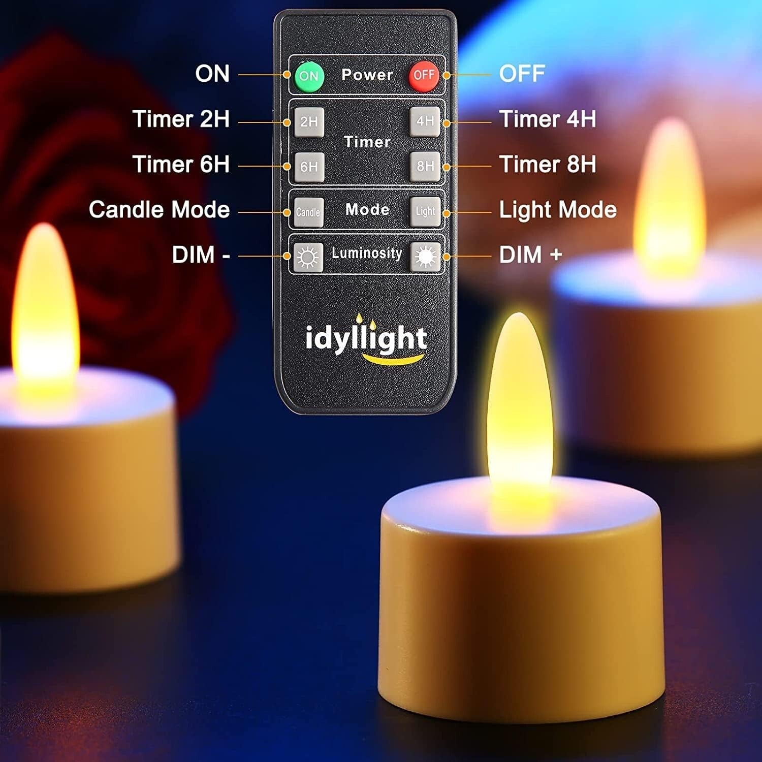 Stylish Yellow Waterproof Rechargeable Tea Lights - Ideal for Home & Party Decor