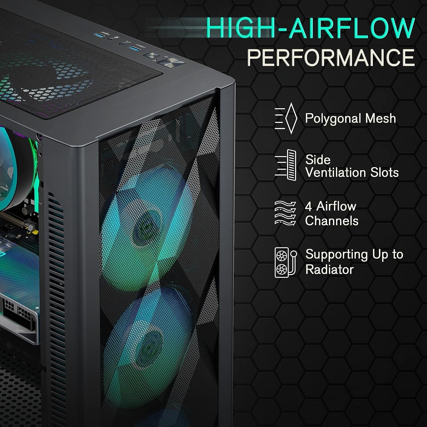 Customizable RGB-Illuminated ATX PC Case with Magnetic Tempered Glass Side Panel