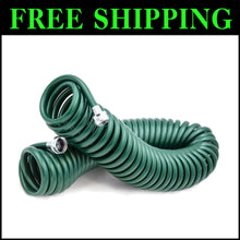 Load image into Gallery viewer, Self-Coiling 3/8-Inch Garden Hose, Drinking Water Safe &amp; Tangle-Free - Green