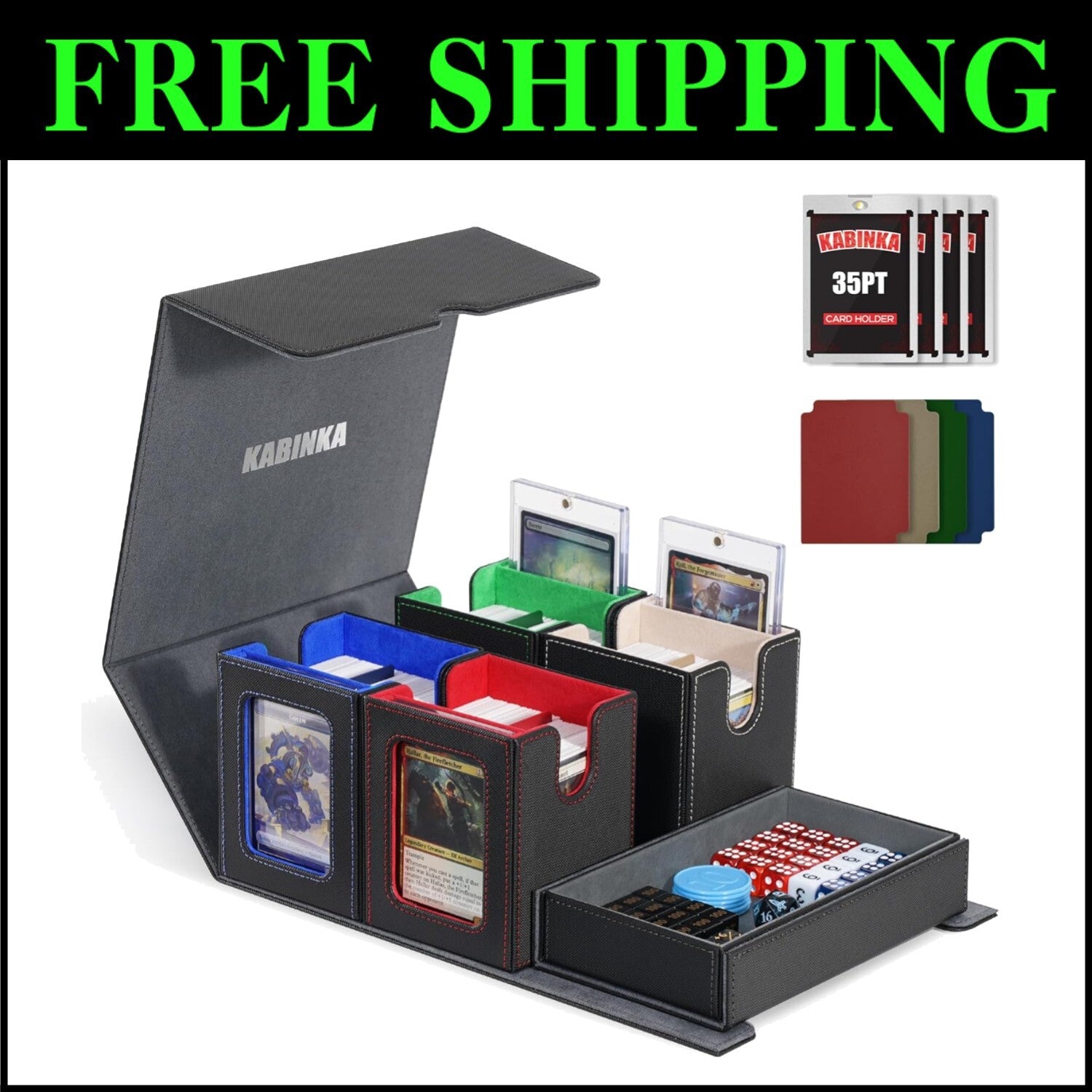 Elegant 5-Compartment Deck Box for Double-Sleeved Cards - Ideal for Collectors
