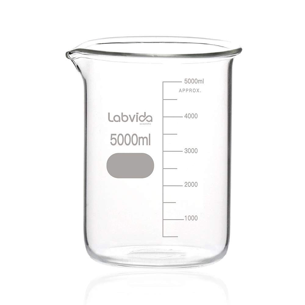 5000ml Borosilicate Glass Beaker, ASTM E960 Compliant - Laboratory Essential