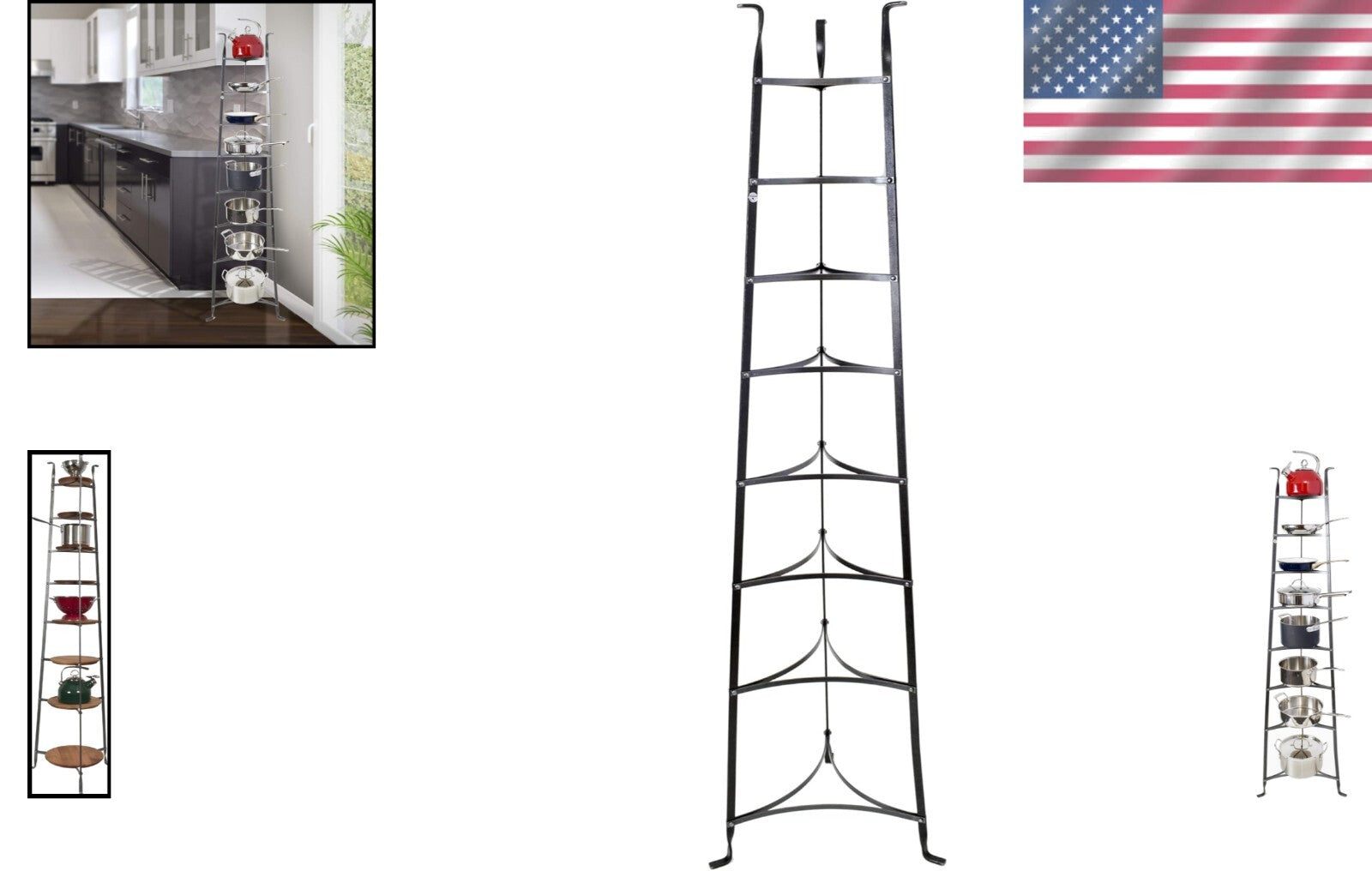 Durable 8-Tier Free Standing Cookware Rack - Stylish Kitchen Organizer