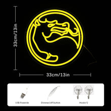Load image into Gallery viewer, Bright Yellow Dimmable Dragon Neon Sign - Mortal Kombat Game Room Decor
