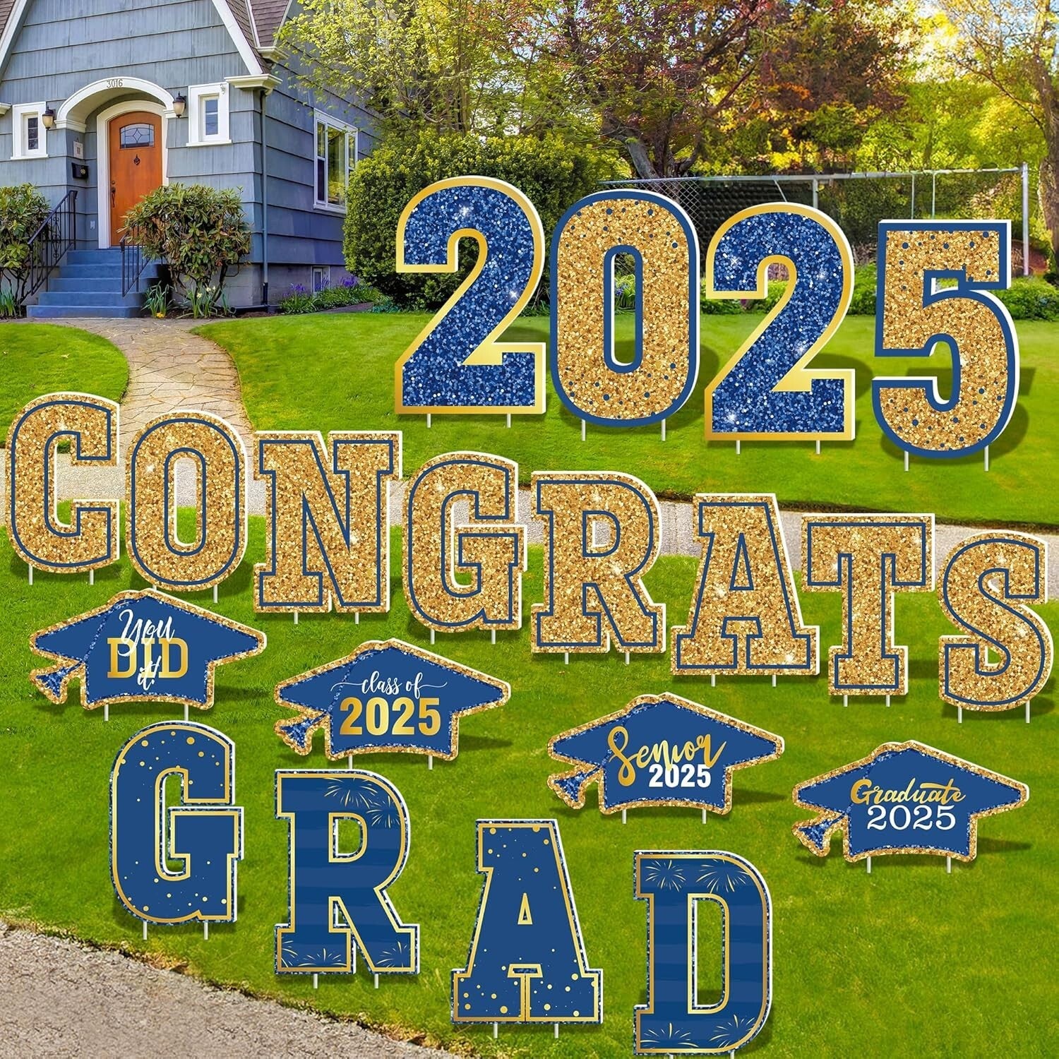 Durable Graduation Yard Decorations - 20 PCS 2025 Congrats Grad Signs & Stakes