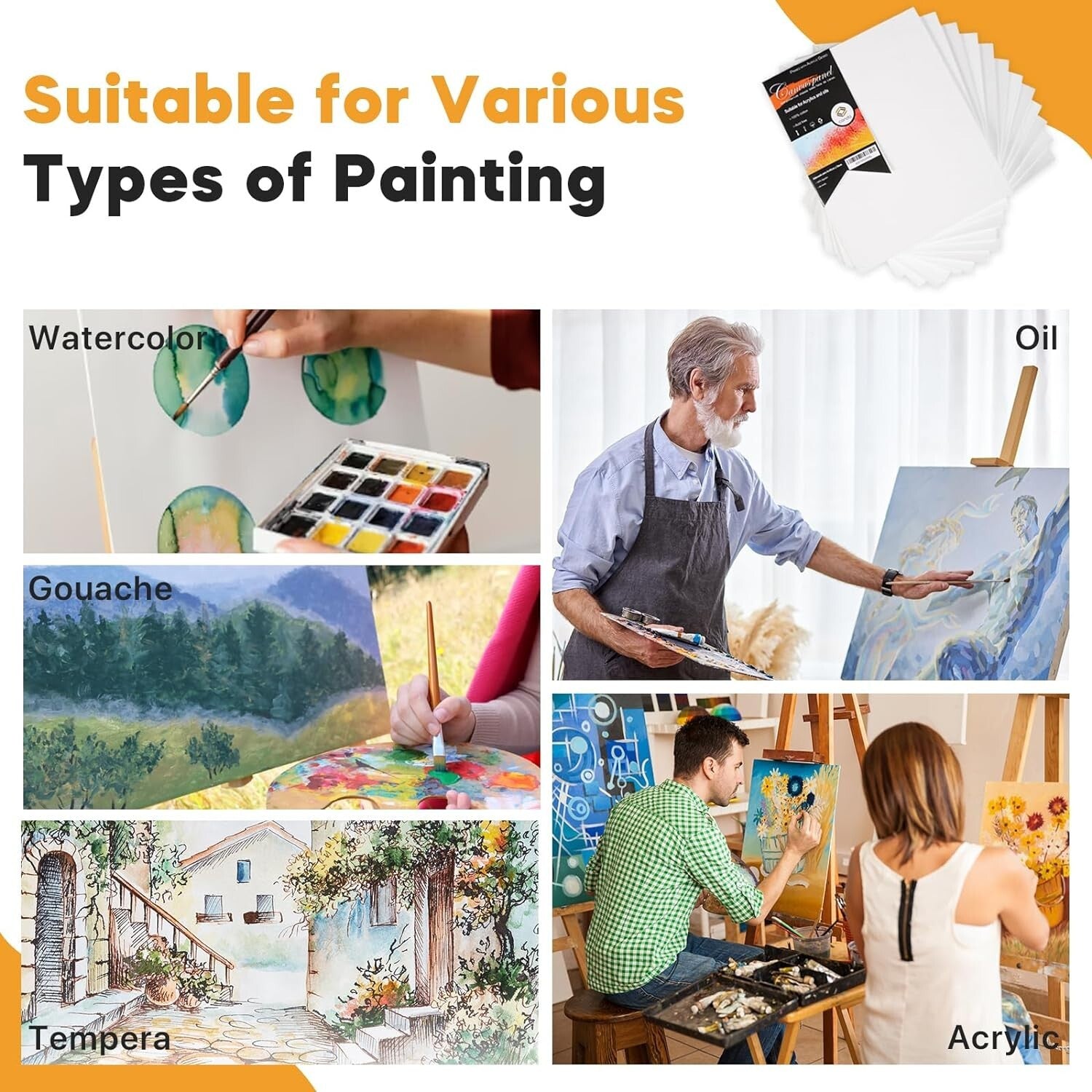 Ready-to-Paint 11x14" Canvas Boards - 24 Pack, Ideal for Home Decor & Crafts