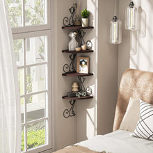 Load image into Gallery viewer, Versatile Walnut Finish Corner Shelf – Decorate and Organize Your Home Stylishly
