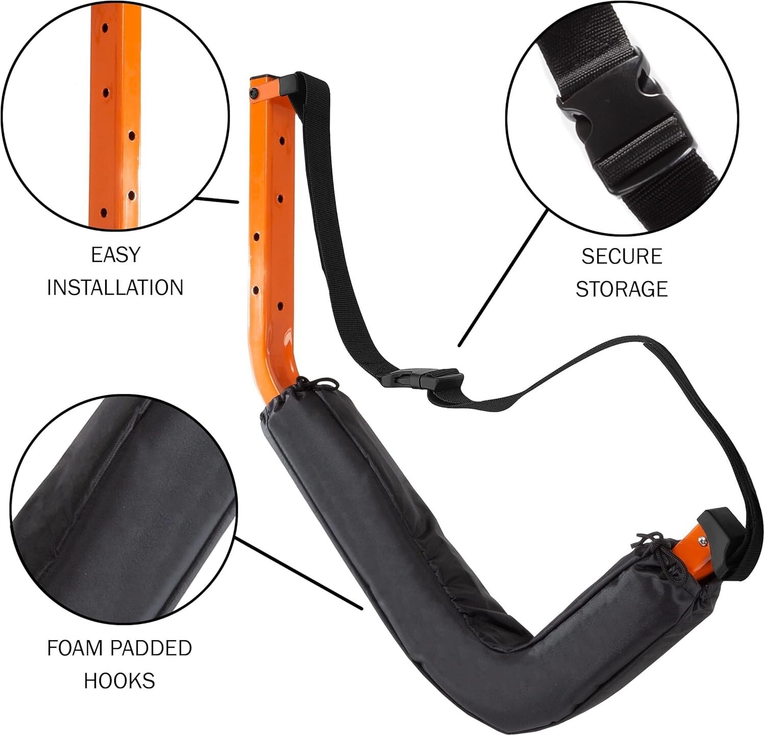 Durable Steel Kayak and Paddle Board Wall Storage - Easy Installation and Secure