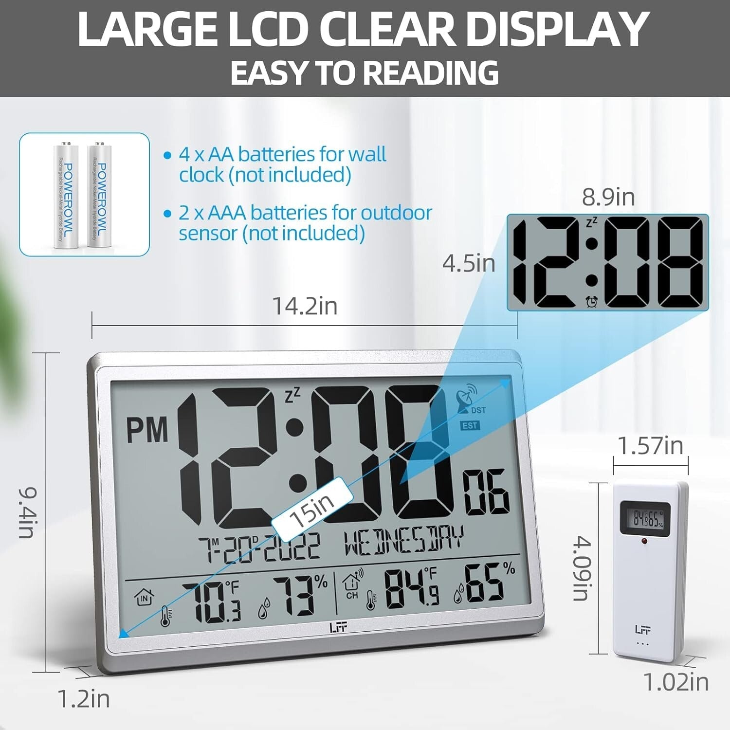 Elegant Digital Clock with Temperature & Humidity Display - Perfect for Any Room
