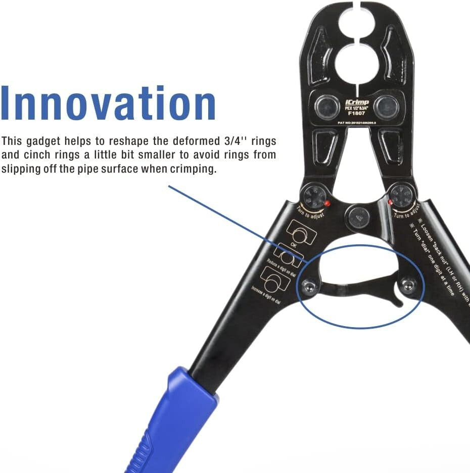 Ergonomic PEX Crimping Tool Kit for 3/8 to 1 in Copper Rings - ASTM Approved