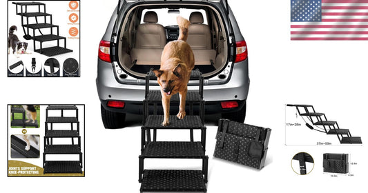 Foldable Dog Stairs with Non-Slip Surface – Supports Large Dogs Up to 200 Lbs
