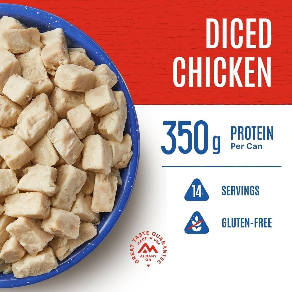 Freeze-Dried Gluten-Free Diced Chicken - Emergency Food in #10 Can | 14 Servings