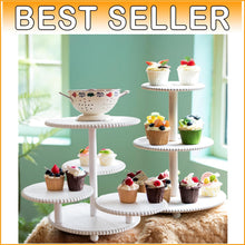 Load image into Gallery viewer, Elegant White Beaded Cupcake Towers for Weddings &amp; Parties - Holds 74+ Treats
