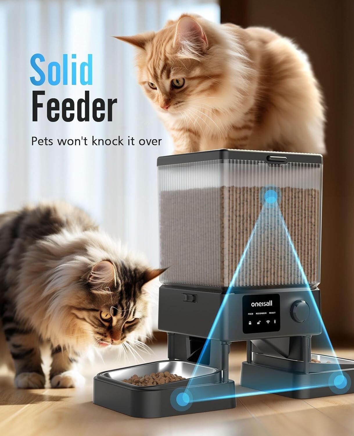 Multi-Pet Automatic Cat Food Dispenser - 5G Wi-Fi, Easy to Clean, Modern Design