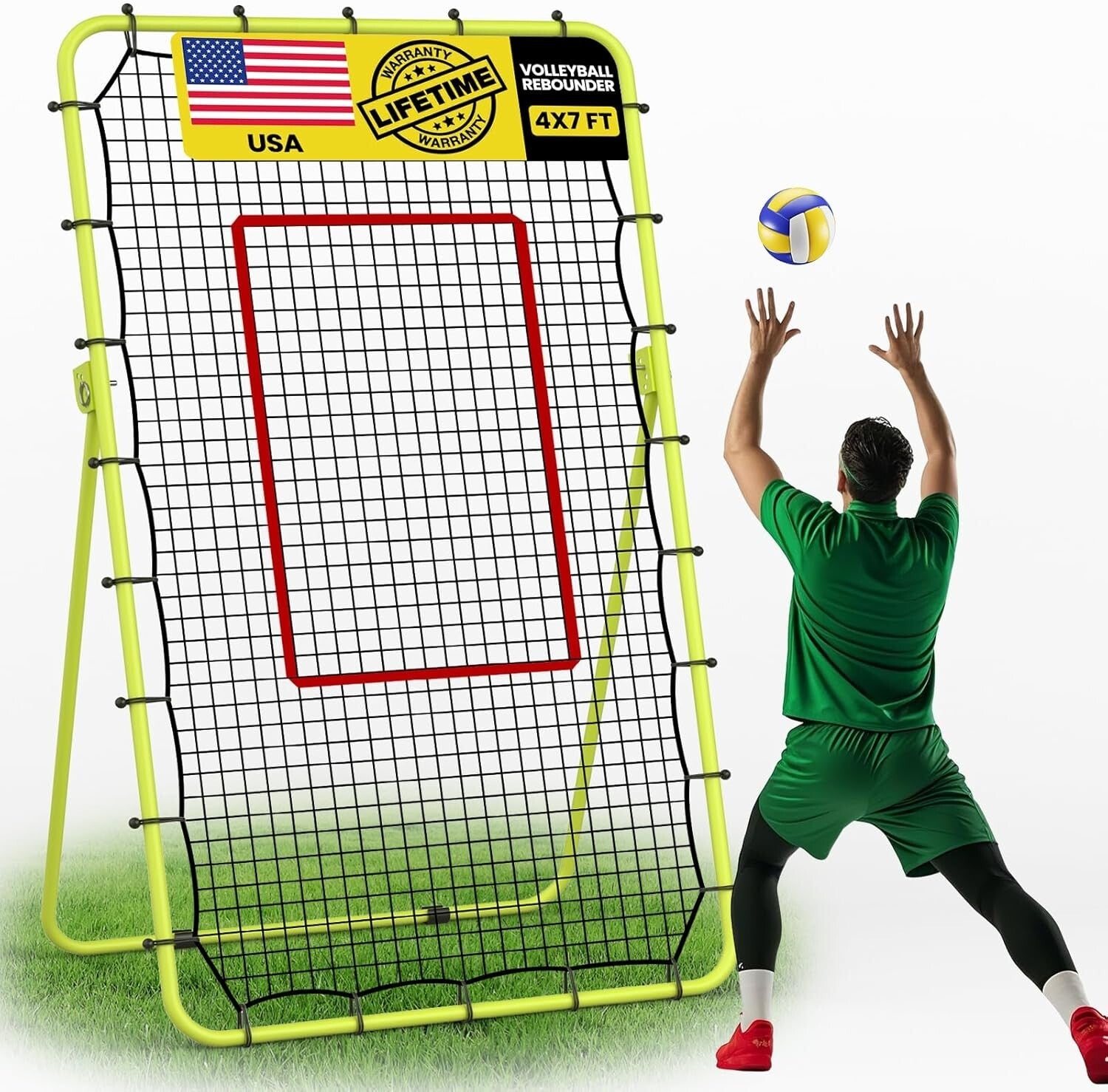 Durable 7x4 FT Sports Rebounder with Steel Frame for Soccer, Volleyball & More