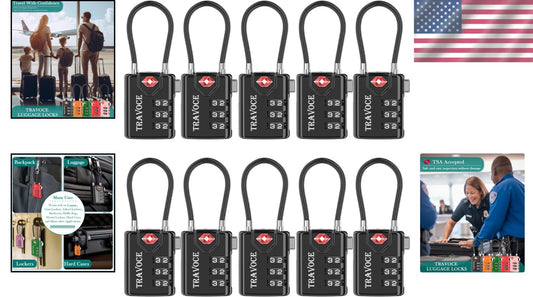 Effortless Combination Setting TSA Approved Cable Locks for Suitcase – 2 Pack