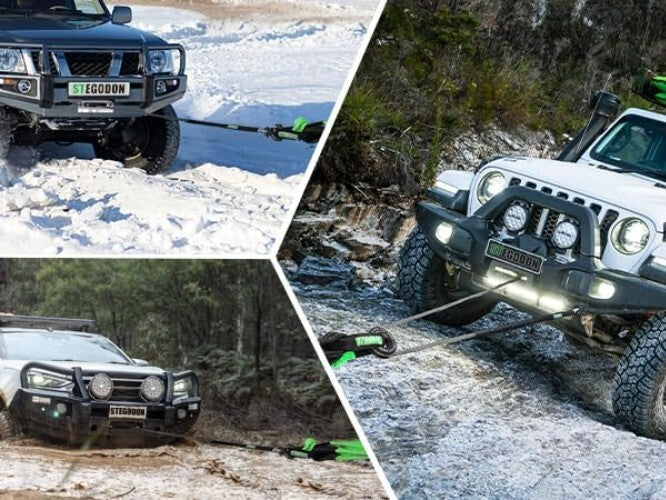 Ultra-Strong 32000 lbs Synthetic Winch Cable with Soft Shackles for 4WD Safety