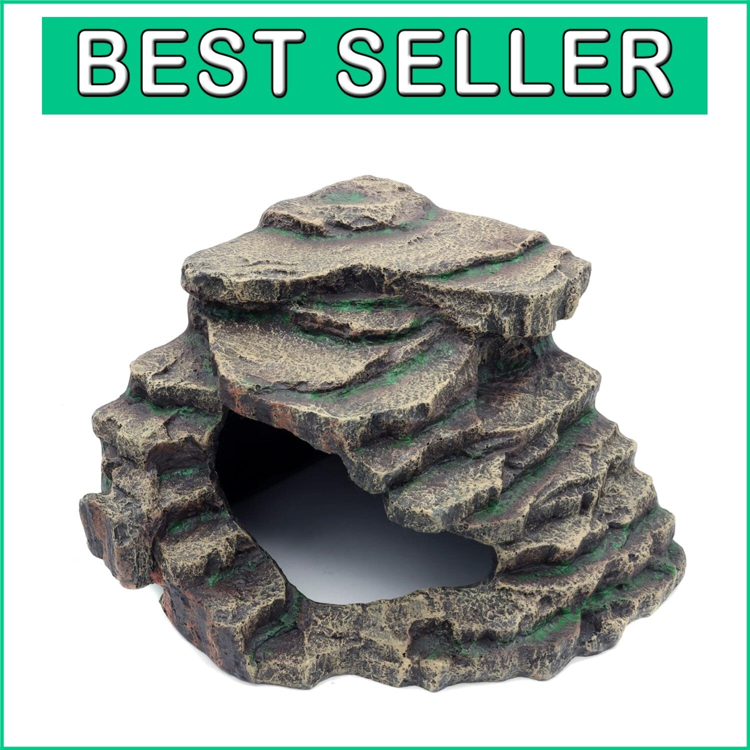 Natural Rock Appearance Extra Large Hideout for Bearded Dragons and Small Pets
