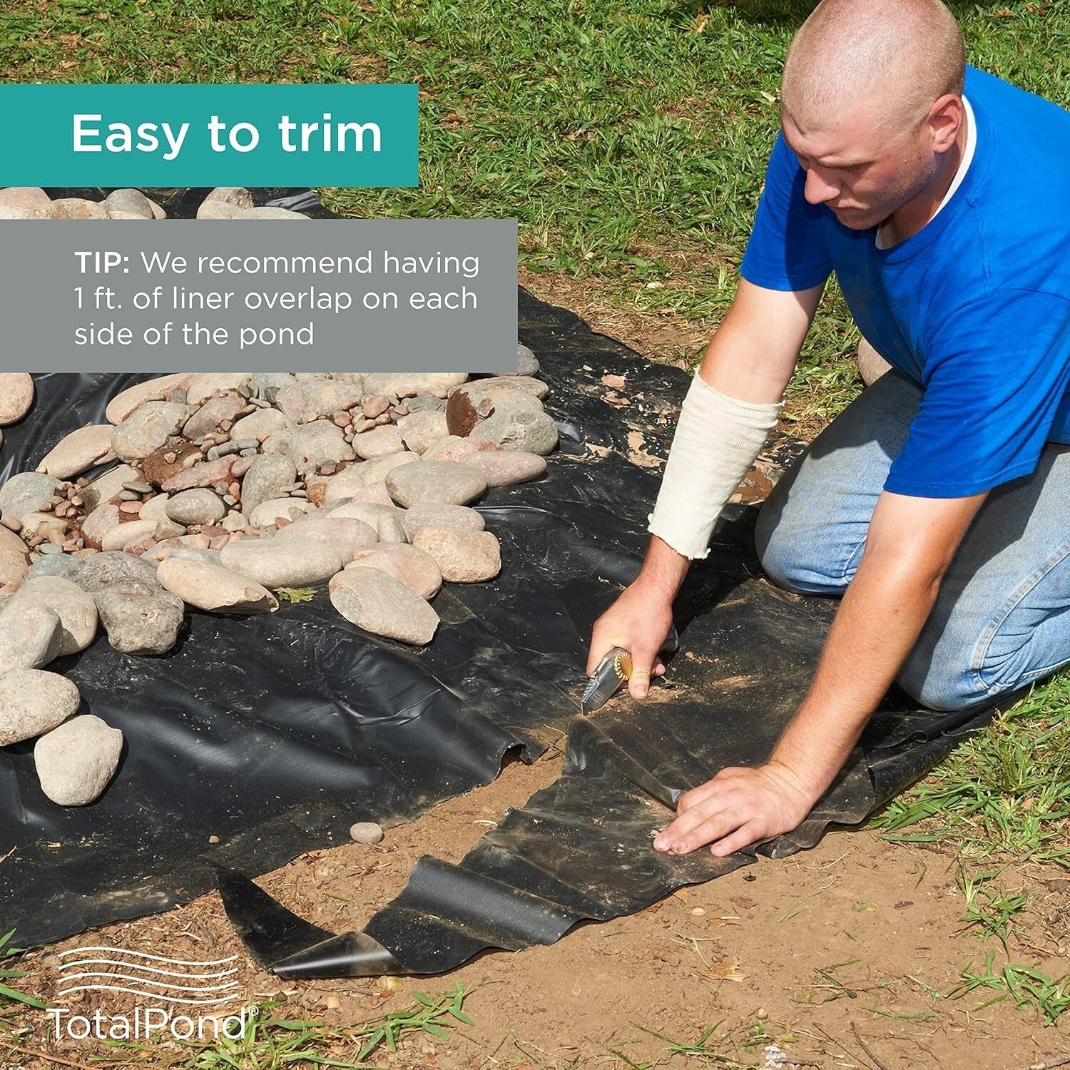 Flexible 7 ft x 10 ft Pond Liner with Reinforced Mesh for Small Water Features