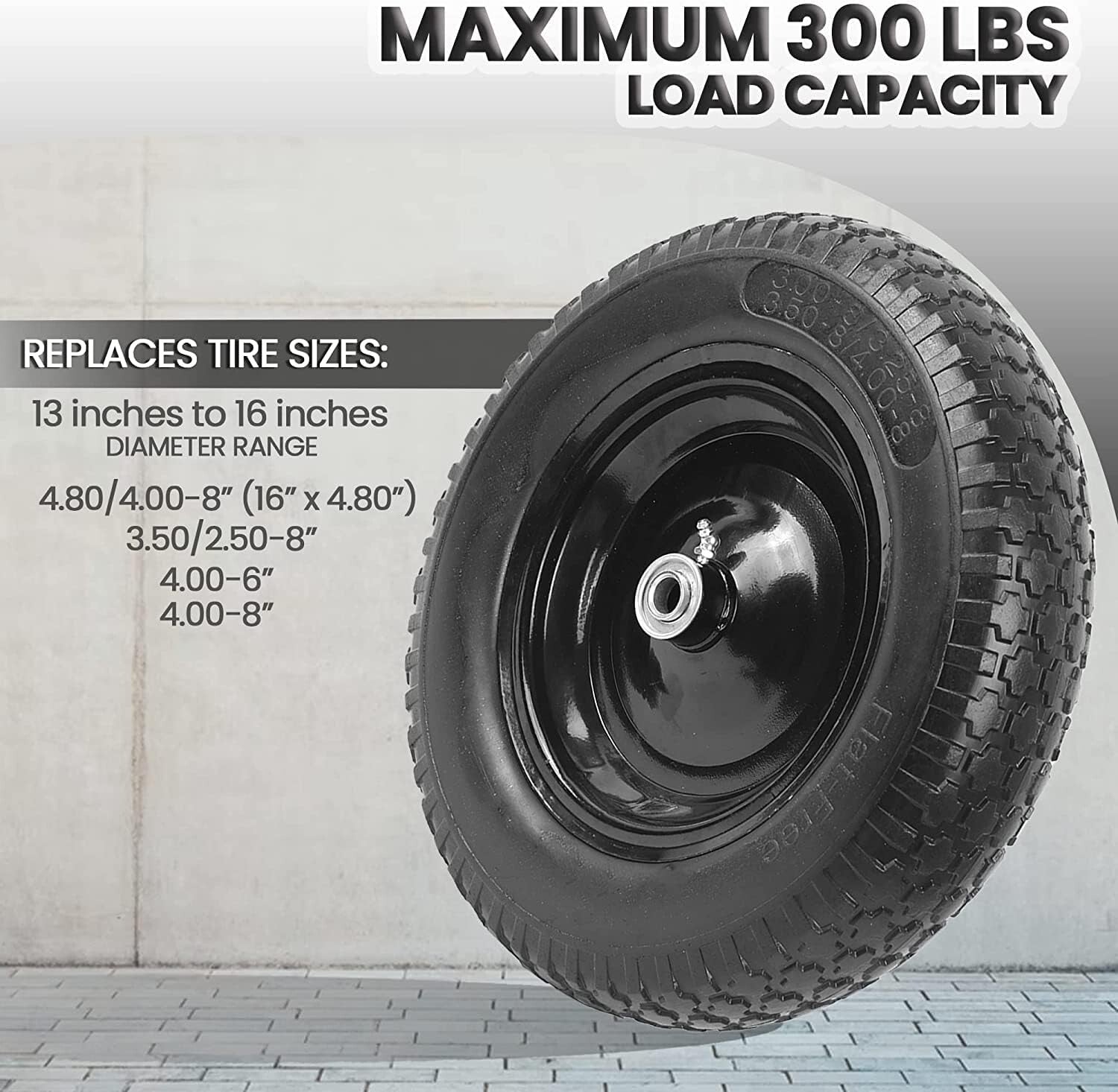 Universal Fit 14.5" Flat-Free Tire & Wheel - Durable, Weather-Resistant Solution