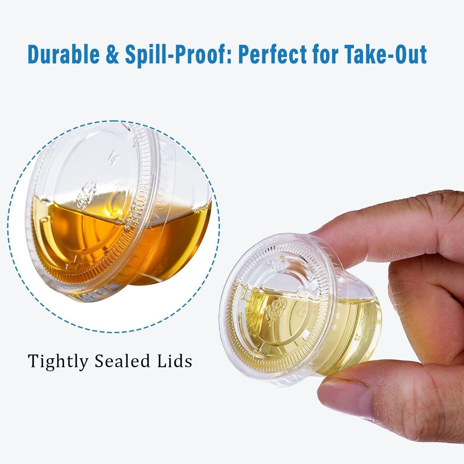 1oz Airtight Plastic Souffle Cups with Lids - Perfect for Jello Shots & Samples