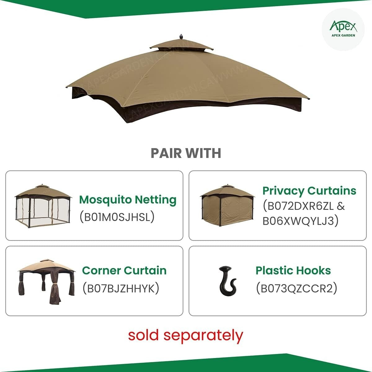 Water-Resistant and UV-Protected Canopy for Lowe's Allen Roth Gazebo 10x12